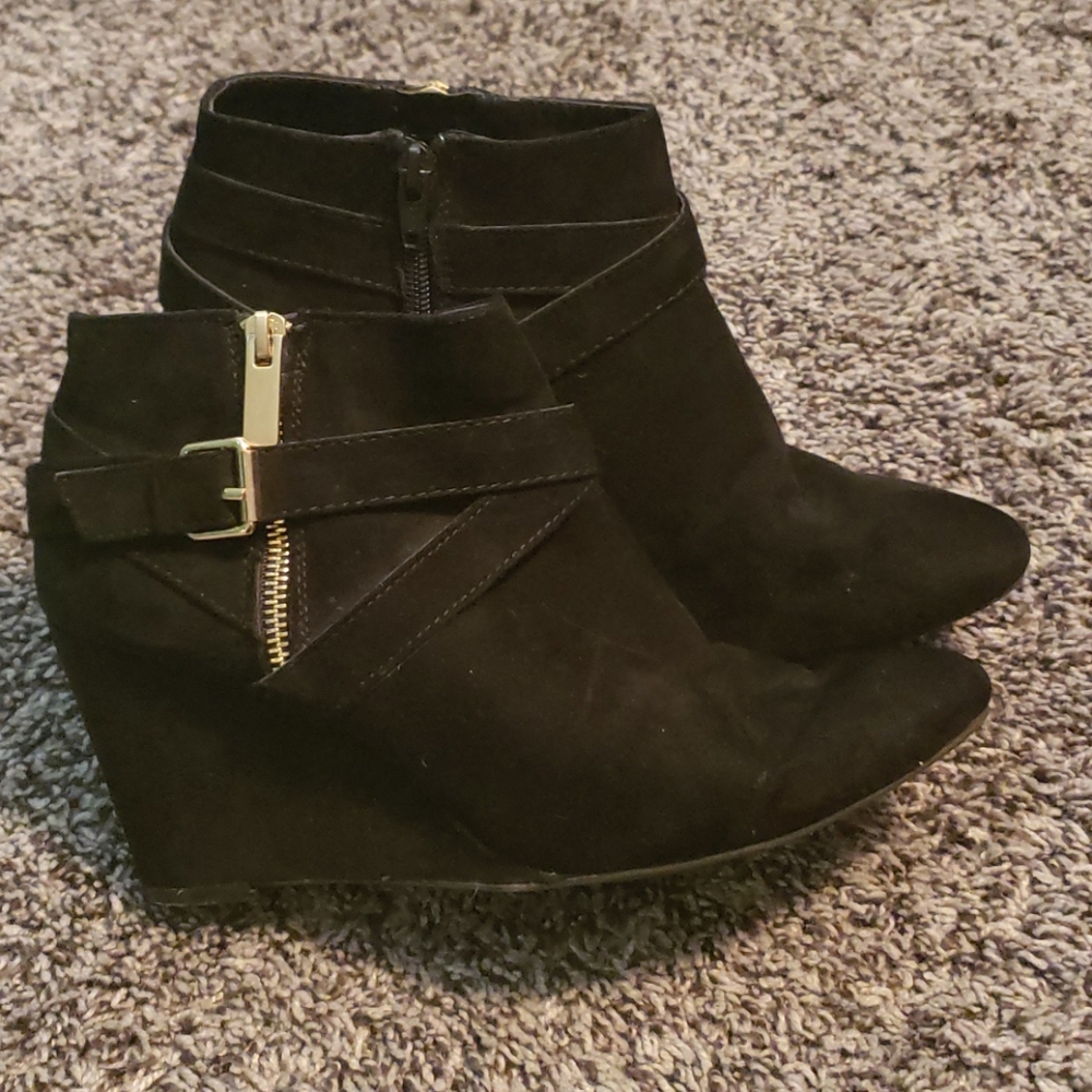 Black Wedge Booties